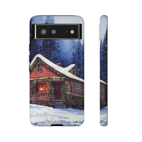 Cozy Christmas Cabin in the Snow - Impact Resistant Phone Case Google Pixel 6 Matte